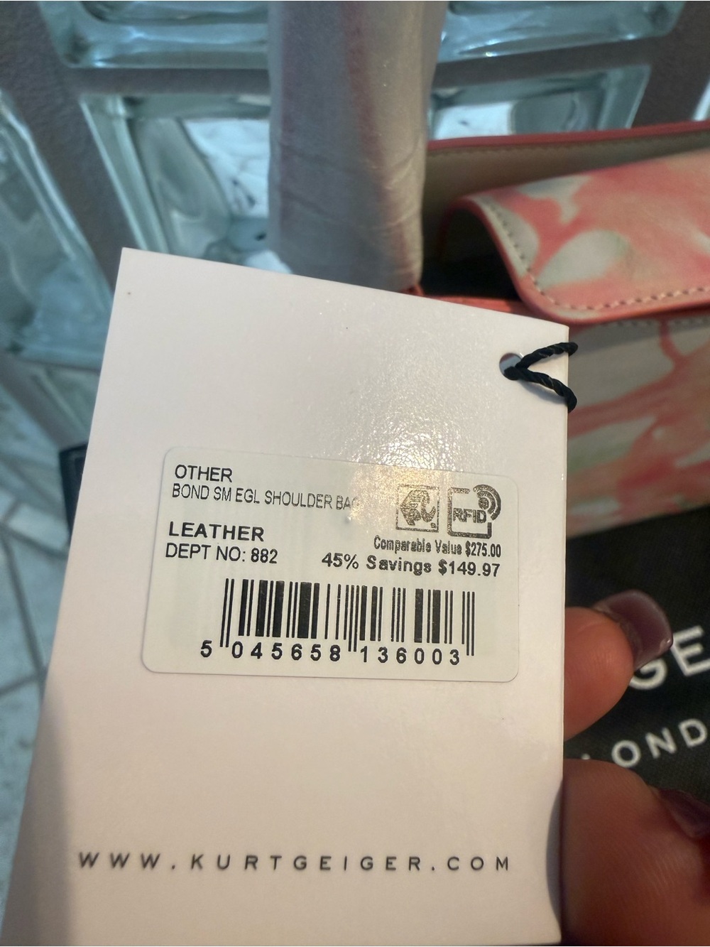 Kurt Geiger London "The Bond" All-Leather Tie-Dye Shoulder Bag. NWT. Full Set. - Picture 14 of 17